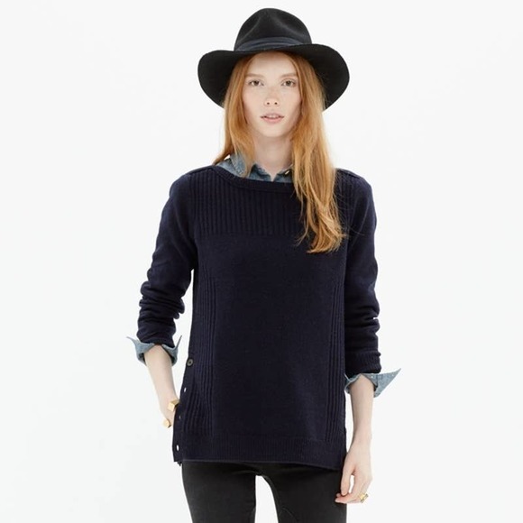 Madewell Pinewood 100% Merino Wool Sweater Navy XS - Picture 2 of 16